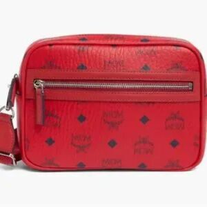 MCM NEW with TAGS CANDY APPLE Red Leather Crossbody Bag